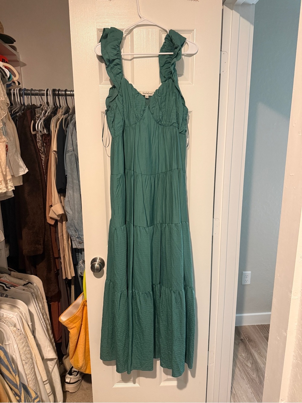 Sleeveless Ruffled Tiered Maxi Dress - teal